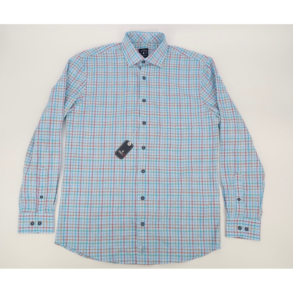 Johnnie-O Rolen Top Shelf Button Front Shirt Baja Blue Size Medium NWT - Picture 2 of 8